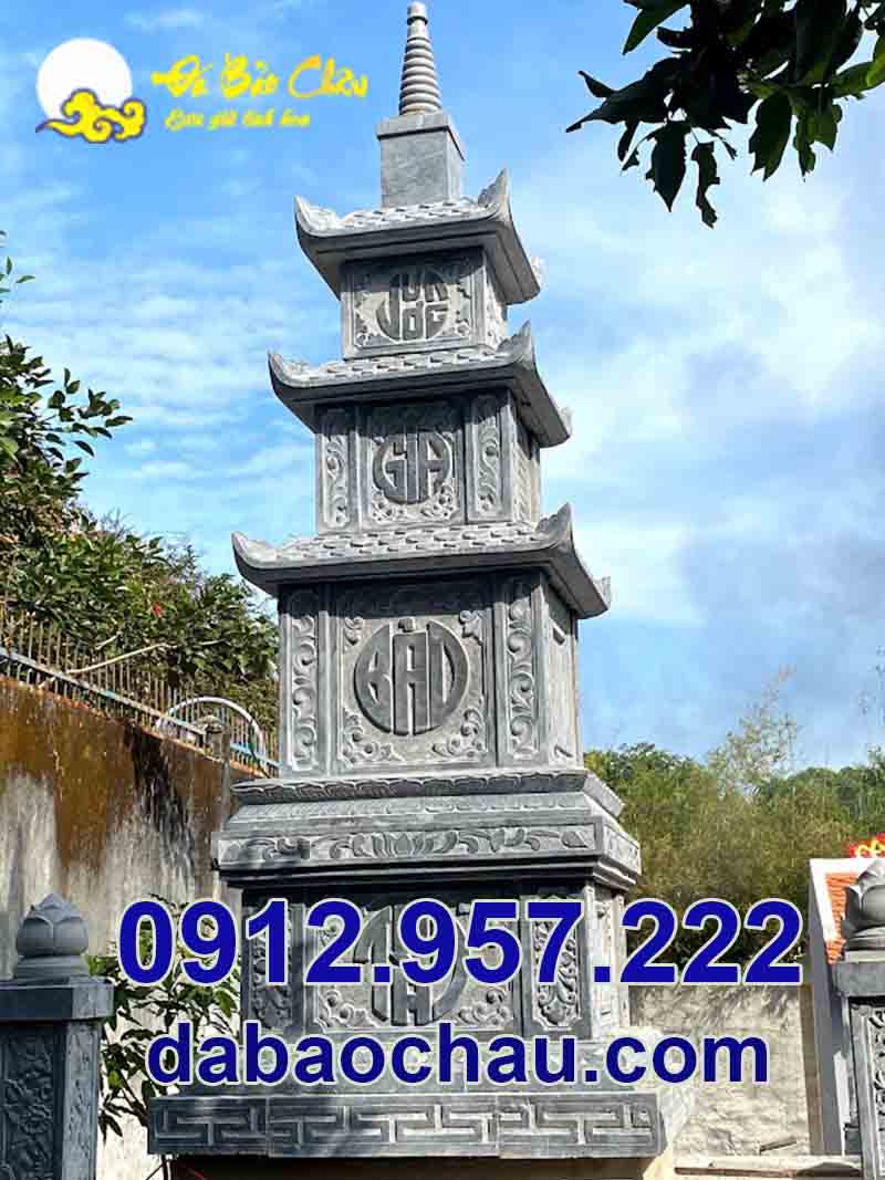 Mộ tháp đá tại Kiên Giang được lắp đặt bằng đá xanh đen, tháp mộ để tro cốt tại Kiên Giang