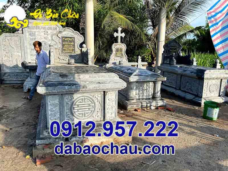 Lắp đặt hoàn thiện công trình lăng thờ đá đựng tro cốt tại Tiền Giang