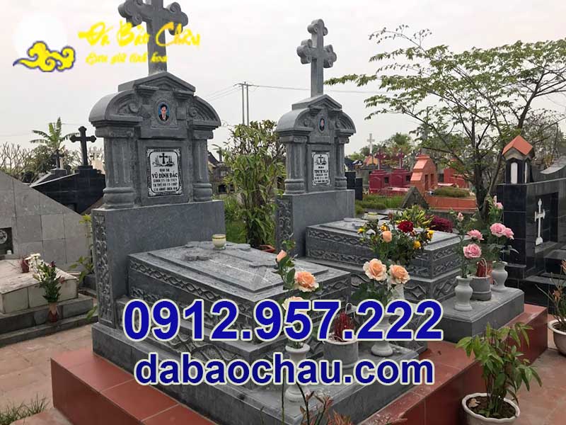 Mộ đá công giáo được lắp đặt công trình khu lăng mộ đá tại Nam Định