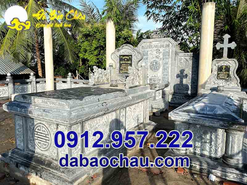 Khu lăng mộ đá đẹp tại Tiền Giang sử dụng chất liệu đá xanh trong chế tác công trình