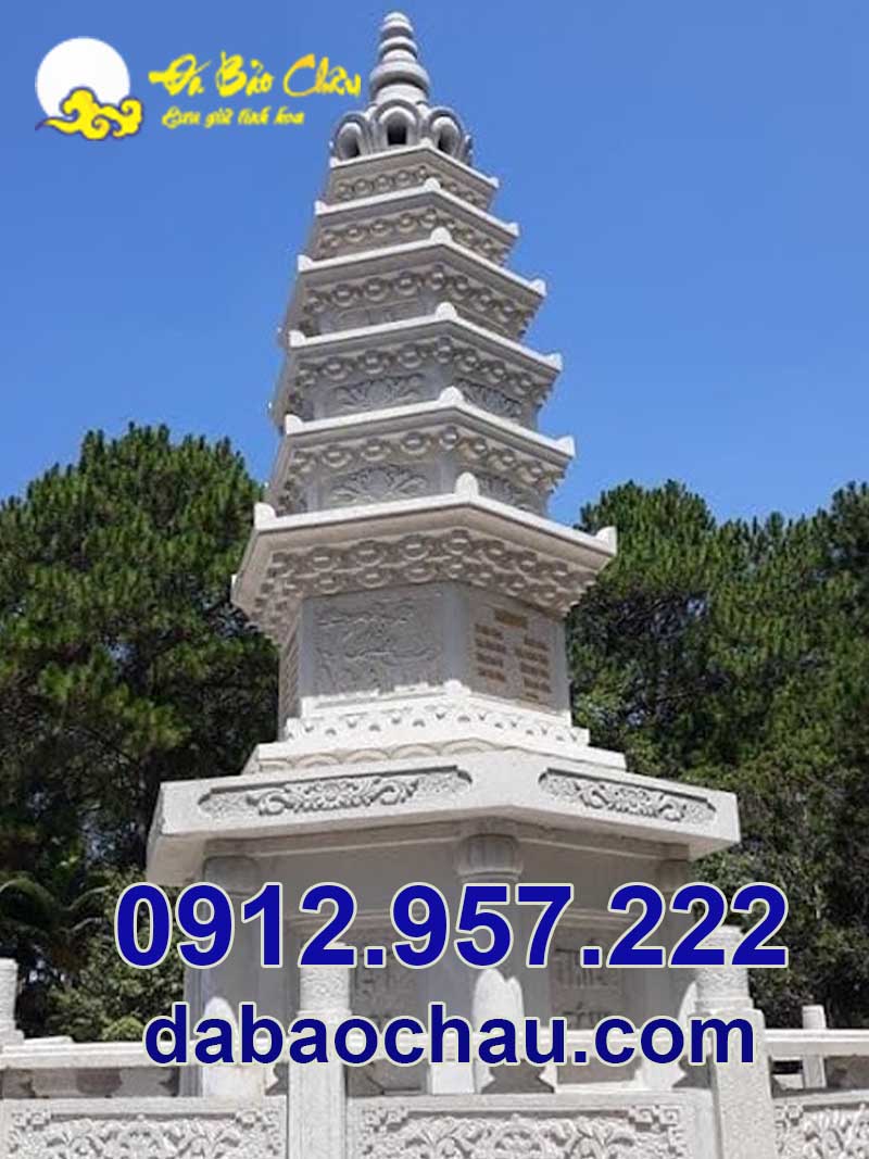 Sử dụng chất liệu đá trắng chế tác mẫu tháp để cốt tại Trà Vinh