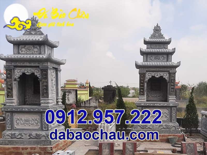 Công trình lăng mộ đá xanh đen lắp đặt tại huyện Cẩm Khê - Phú Thọ