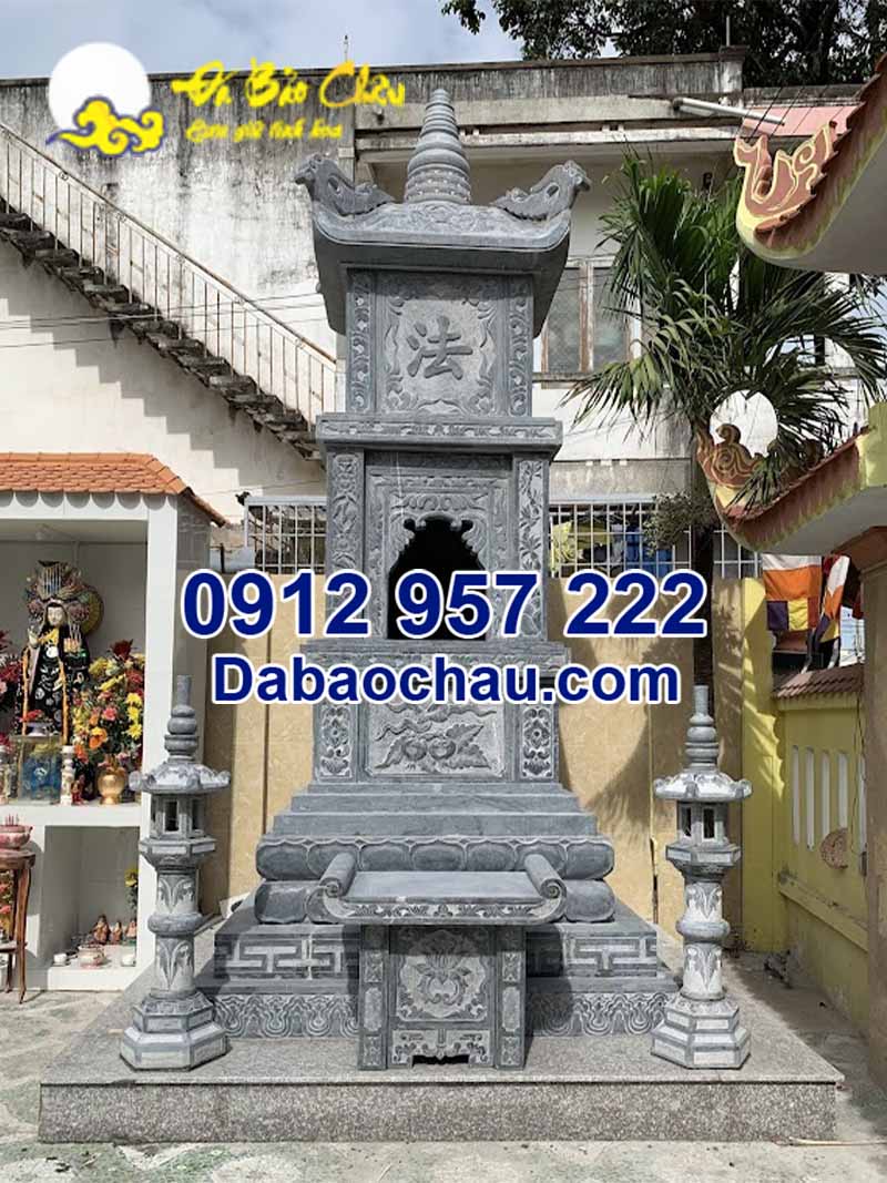 Đá xanh đen chế tác mẫu tháp mộ đựng tro cốt Nha Trang Khánh Hòa 