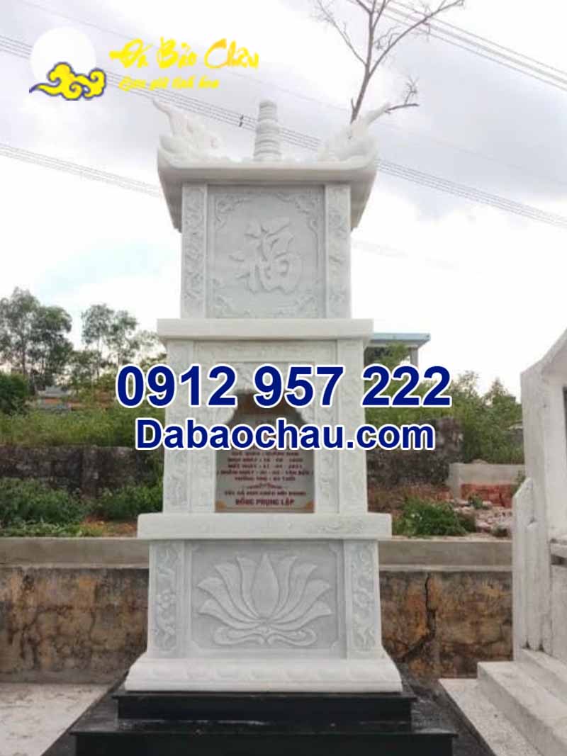 Diện mạo thanh cao của mẫu tháp mộ đựng tro cốt Nha Trang Khánh Hòa bằng đá trắng