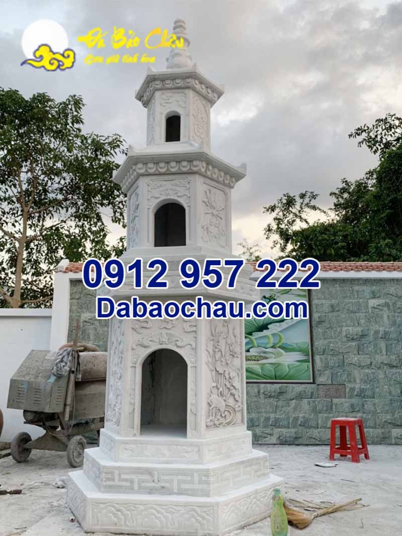 Mẫu tháp thờ cốt bằng đá Phú Yên Bình Định bằng đá trắng tinh xảo