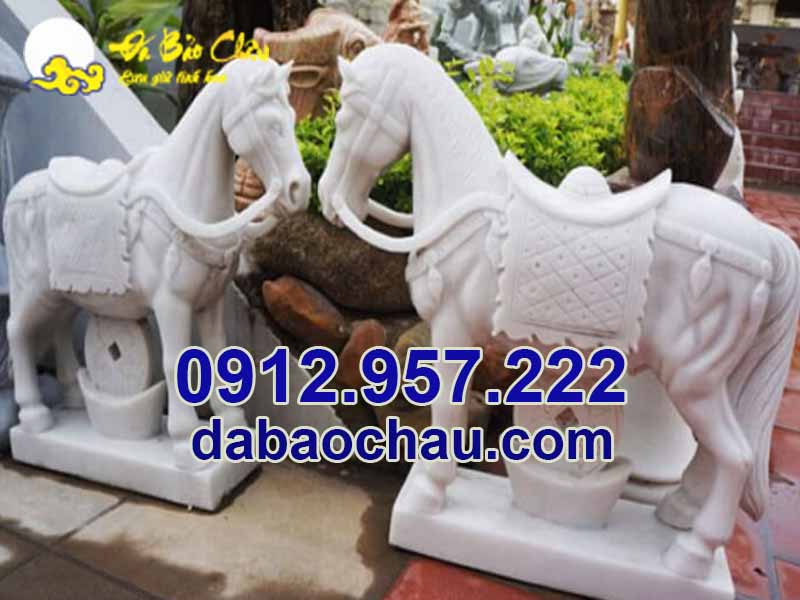 Mẫu tượng ngựa đá trắng gia công tại xưởng Bảo Châu