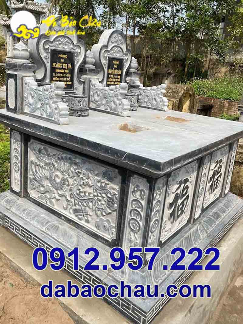 Lựa chọn chất liệu đá tự nhiên đá xanh đen nguyên khối trong chế tác, chạm khắc mộ đôi tại Điện Biên Sơn La
