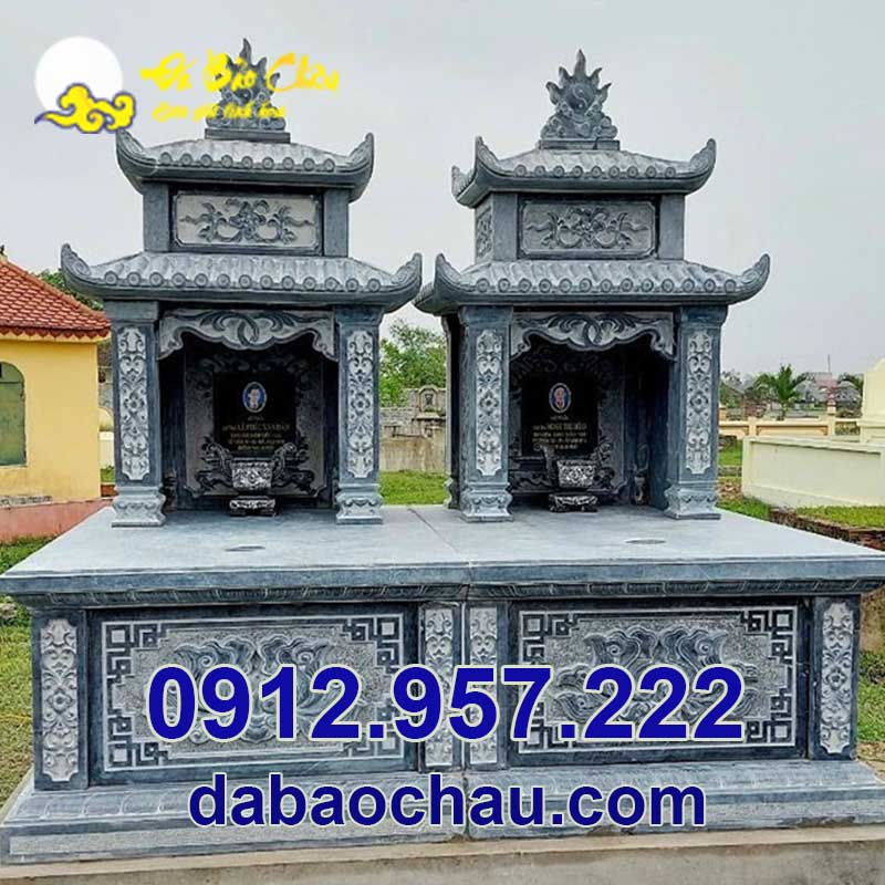 Công trình mộ đôi đá hai mái đẹp sang trọng lắp đặt tại Ninh Thuận