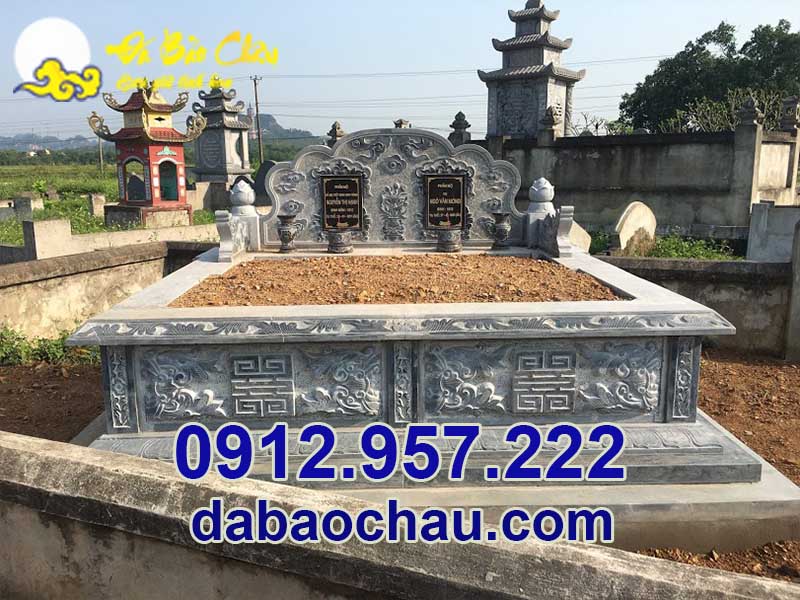 Công trình mộ đá đôi đẹp sang trọng tại Ninh Thuận Bình Thuận chuẩn kích thước phong thủy