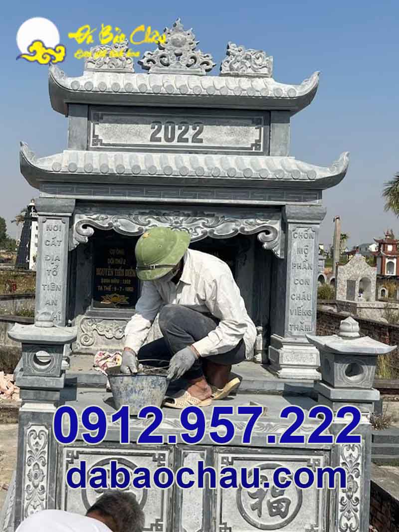 Công trình mộ đá hai mái đẹp, chuẩn kích thước phong thủy tại Bắc Ninh Bắc Giang
