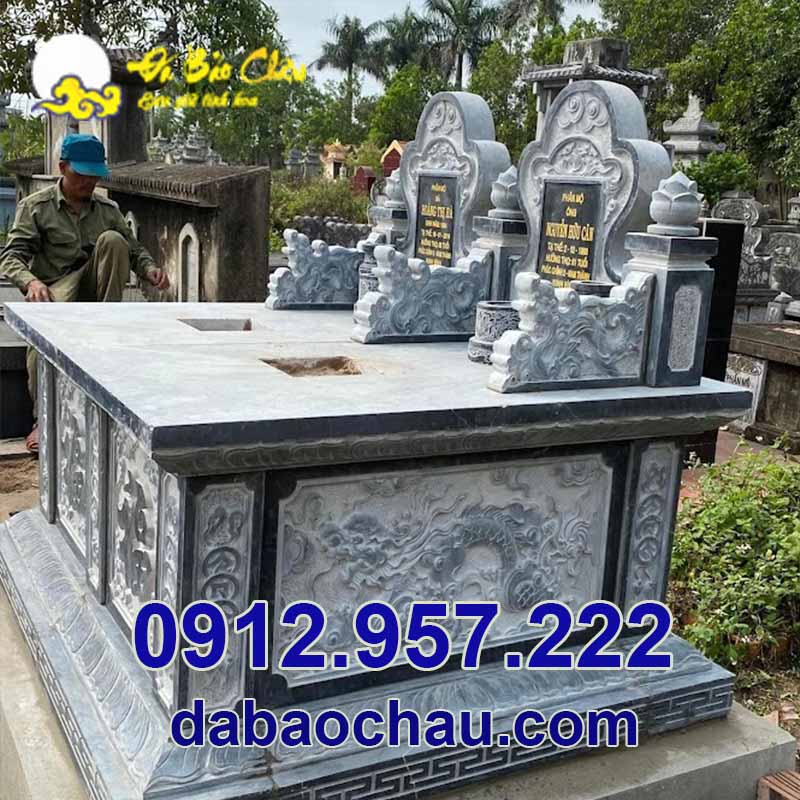 Mẫu mộ đôi đá hậu bành lắp đặt tại Thái Bình Nam Định