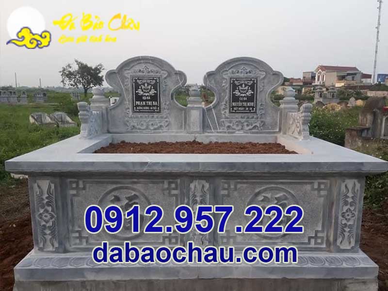 Mẫu mộ đôi đá kiểu dáng mộ hậu bành đẹp tại Bình Định Phú Yên
