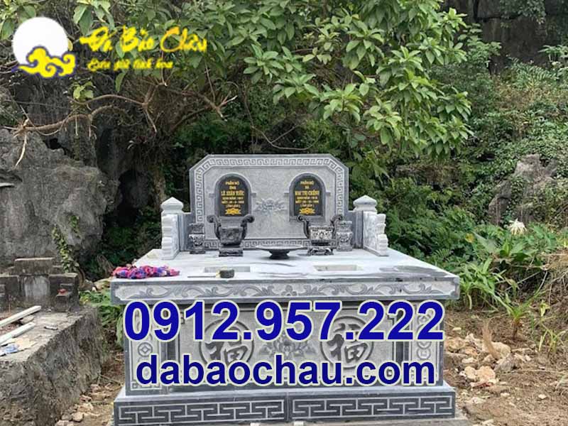 Mẫu mộ đá đôi đẹp tại Thái Bình Nam Định sở hữu kích thước chuẩn phong thủy