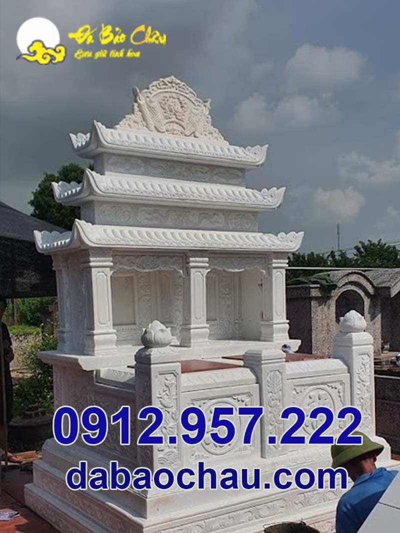 Công trình mộ đôi đá trắng đẹp được yêu thích và lắp đặt tại Lâm Đồng Kon Tum Gia Lai