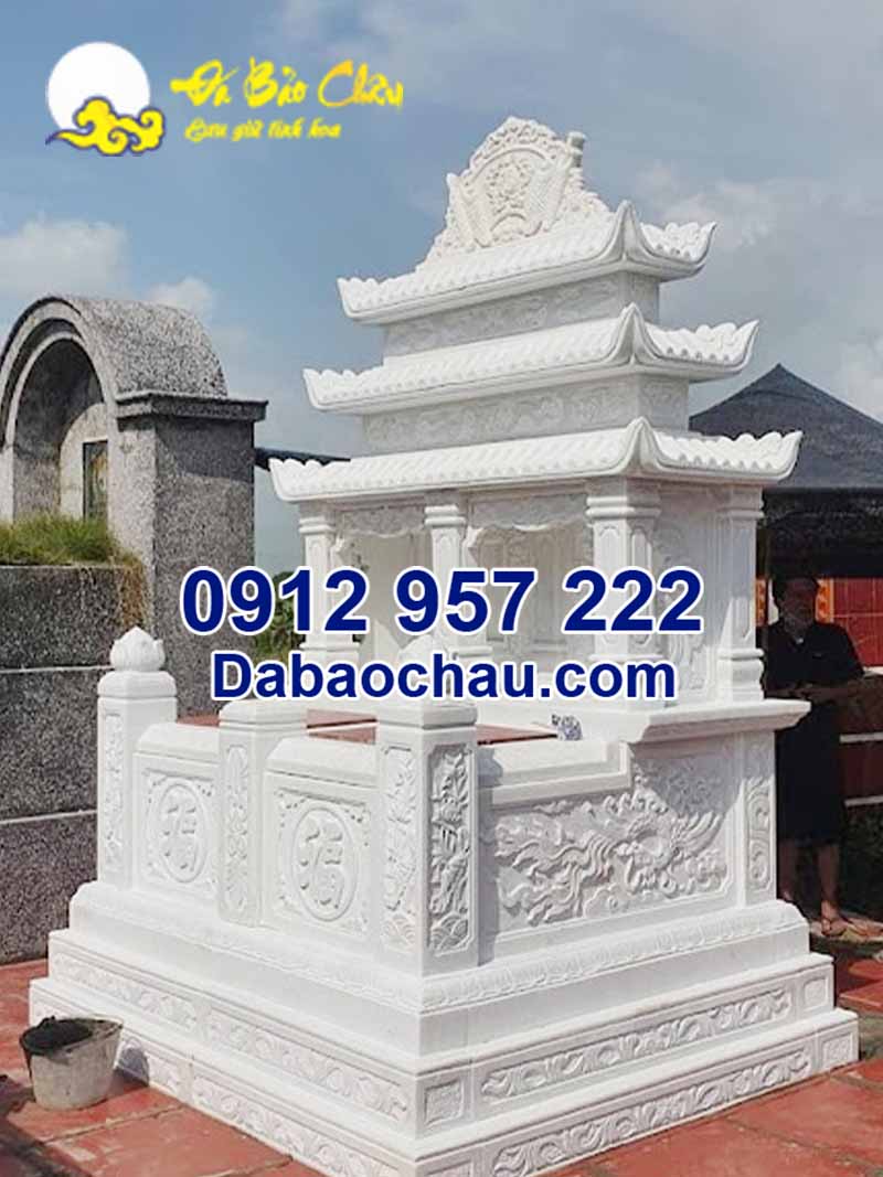 Thiết kế mộ đá đôi đẹp tại Quảng Bình Quảng Trị bằng đá trắng