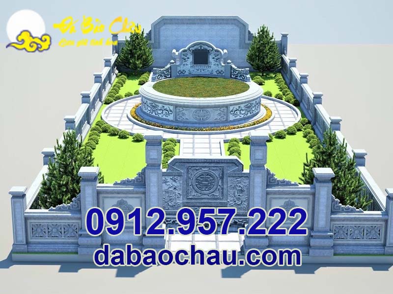 Bản vẽ 3D về công trình mộ tròn phong thủy đẹp Quảng Bình Quảng Trị