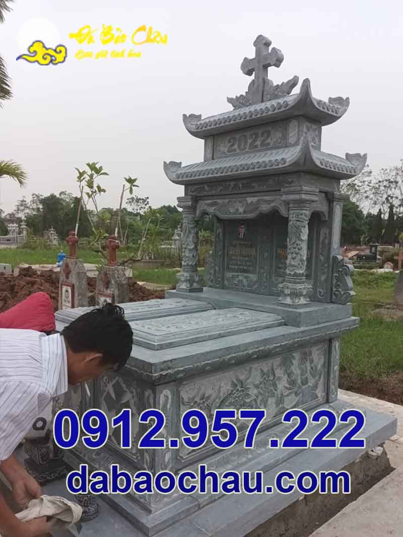 Đội ngũ nhân công Bảo Châu chế tác, lắp đặt mộ đá công giáo đẹp Hải Phòng Bắc Giang