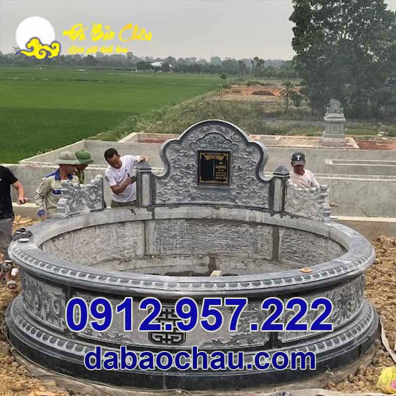 Mẫu mộ đá tròn đẹp Thái Nguyên Tuyên Quang chế tác bởi đội ngũ nhân công Đá mỹ nghệ Bảo Châu