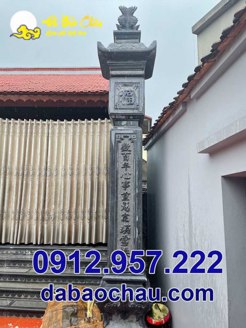 Cột đá đẹp tại Trà Vinh Sóc Trăng Vĩnh Long chạm khắc câu đối trên mẫu cột