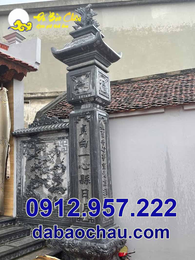 Các công trình cột đá đẹp tại Phú Thọ đều được chế tác từ đá xanh đen