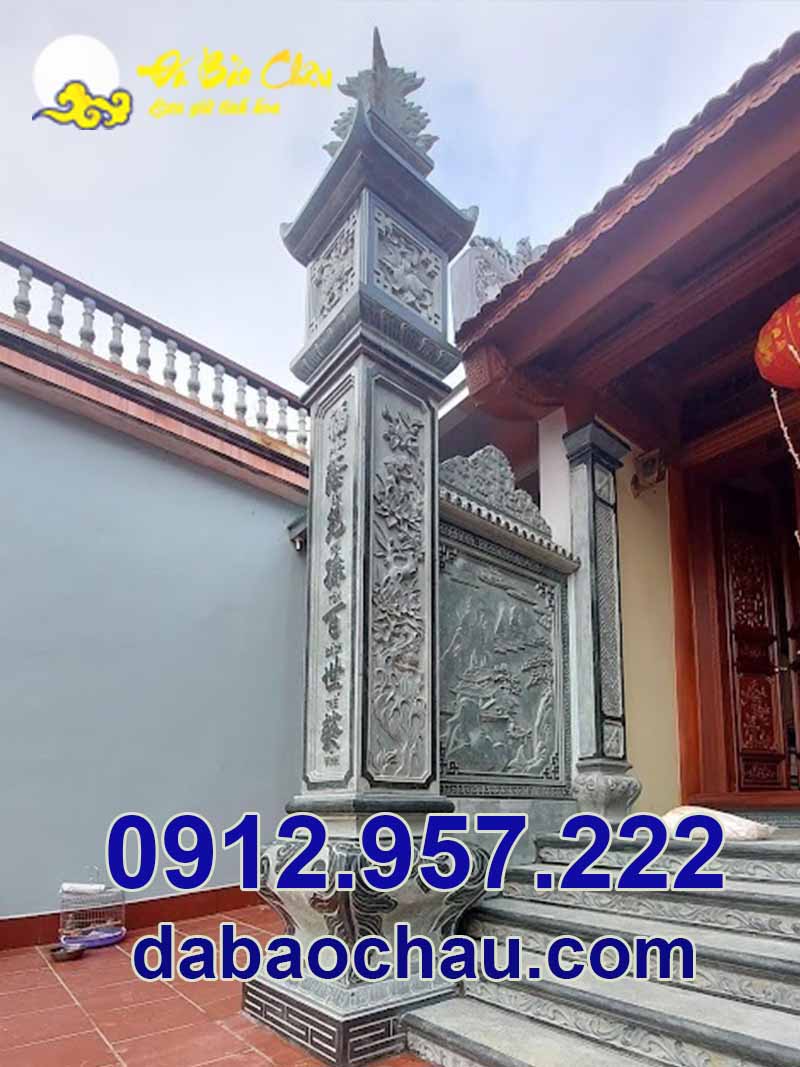 Mẫu cột đồng trụ cột đá đẹp cột lửa cột nanh cột hiên nhà thờ họ tại Thái Bình chế tác bởi Bảo Châu uy tín, chất lượng