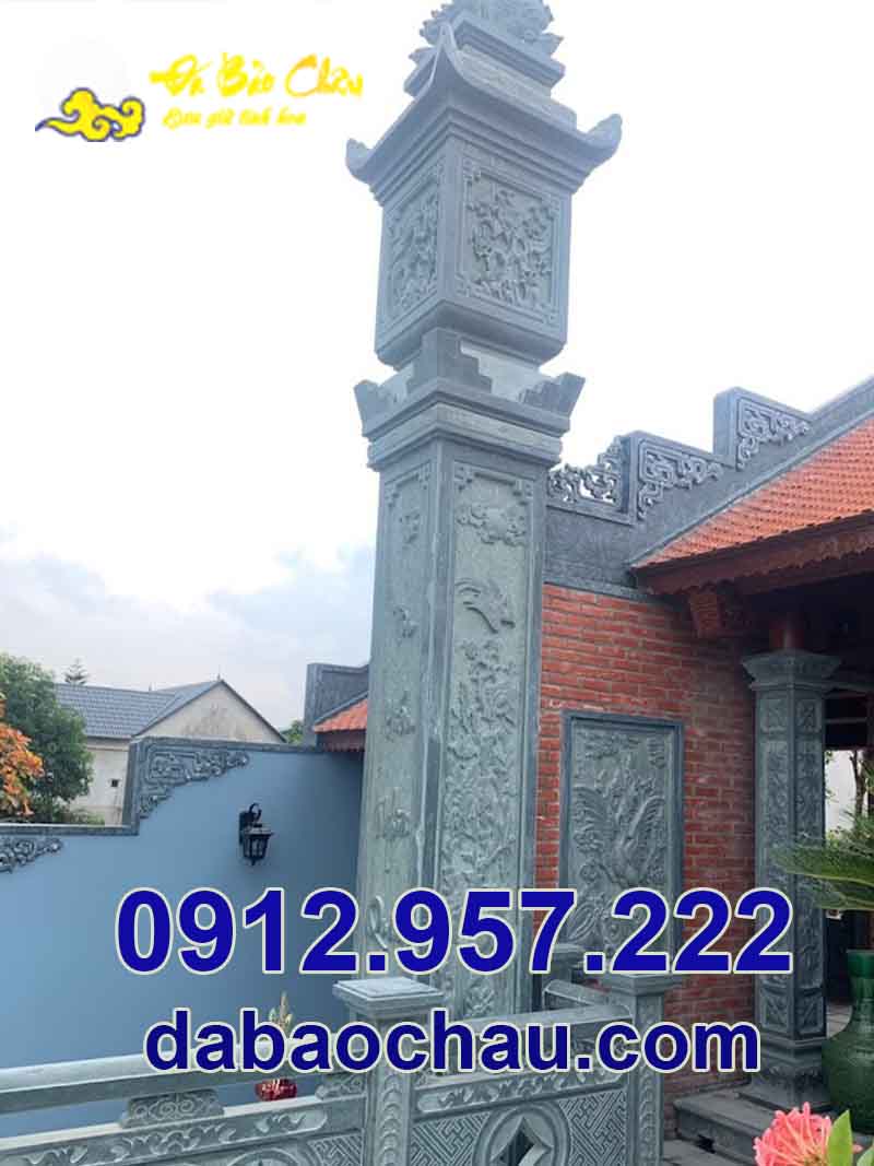 Mẫu cột đồng trụ đá xanh đen tại Hà Nội được chế tác tỉ mỉ