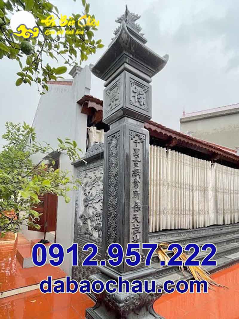 Mẫu cột đồng trụ đá đẹp đá xanh đen tại Thái Bình được chế tác tỉ mỉ
