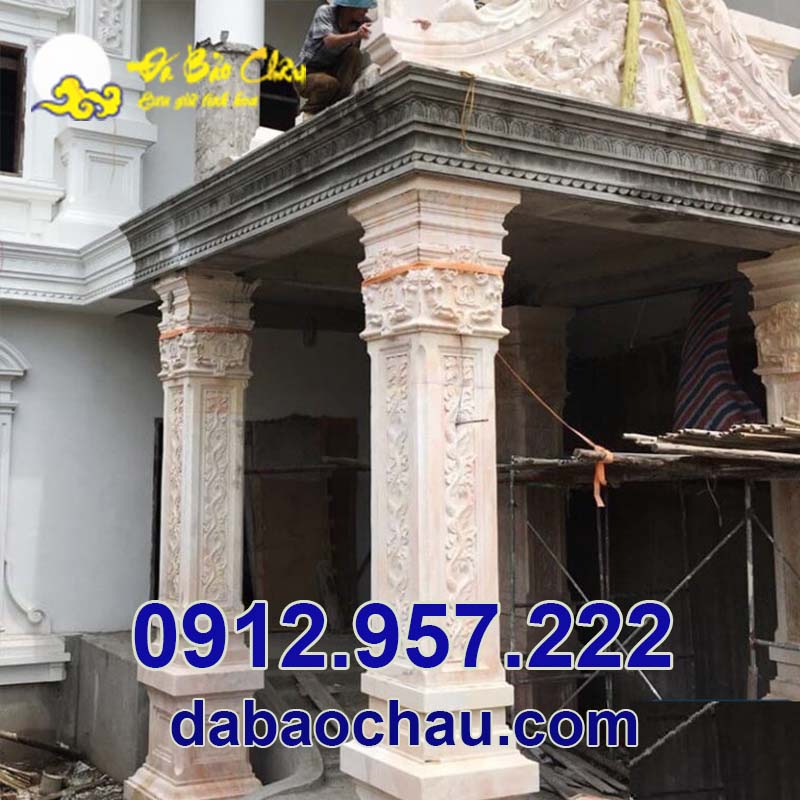 Công trình cột hiên bằng đá vàng Sài Gòn Bình Dương Đồng Nai được lắp đặt bởi đội ngũ nhân công Bảo Châu