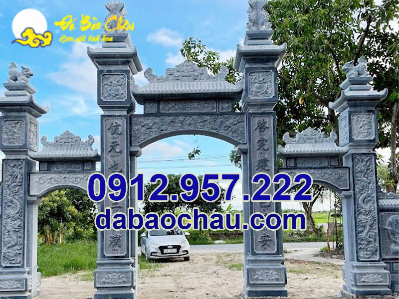 Cổng đá đẹp giá rẻ tại Quảng Bình Quảng Trị chế tác từ đá xanh đen