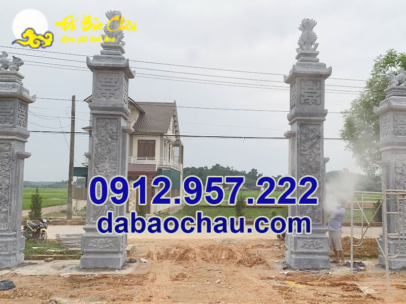 Cổng tứ trụ đá tại Bắc Ninh thường ứng dụng trong công trình nhà thờ họ