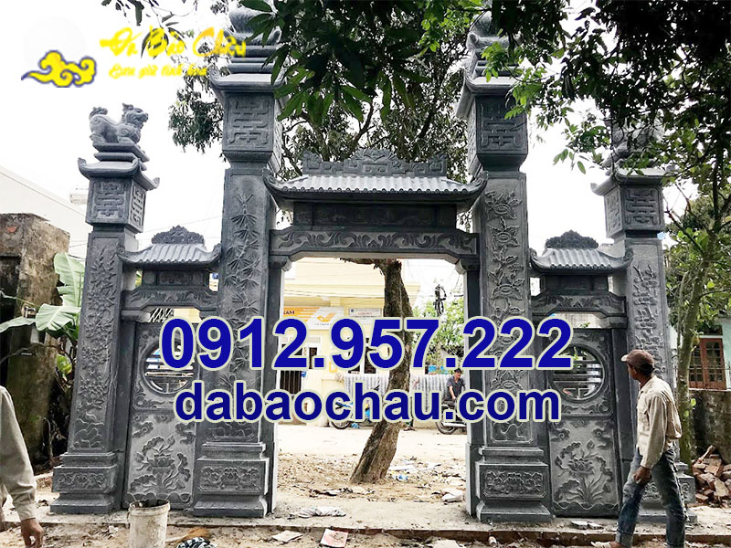 Cổng đá tứ trụ đình chùa tại An Giang Kiên Giang Hậu Giang được chế tác tỉ mỉ, sắc sảo