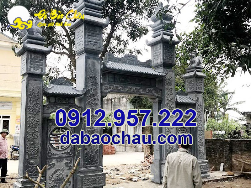 Cổng đá tứ trụ tại Quảng Ngãi Bình Định Phú Yên với họa tiết đẹp