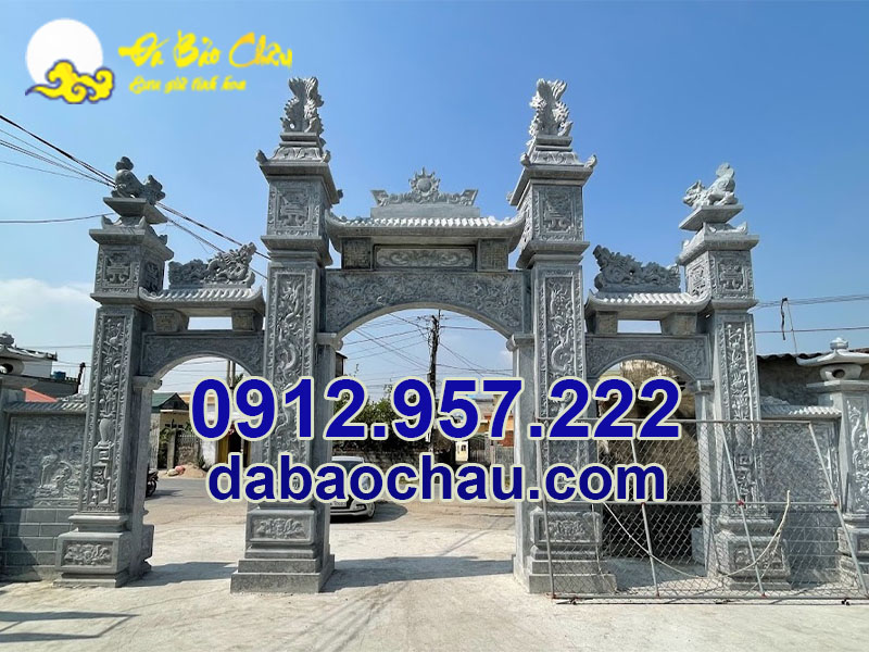 Cổng nhà thờ họ tại Nghệ An Hà Tĩnh chế tác từ đá xanh đen