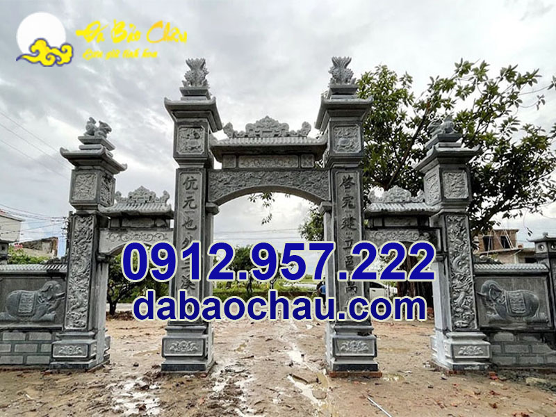 Cổng tam quan đẹp tại Đà Nẵng Quảng Nam chế tác từ đá xanh đen