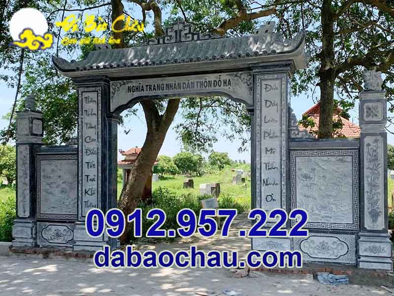Mẫu cổng tam quan bằng đá đẹp tại Hòa Bình Phú Thọ cho khuôn viên nghĩa trang
