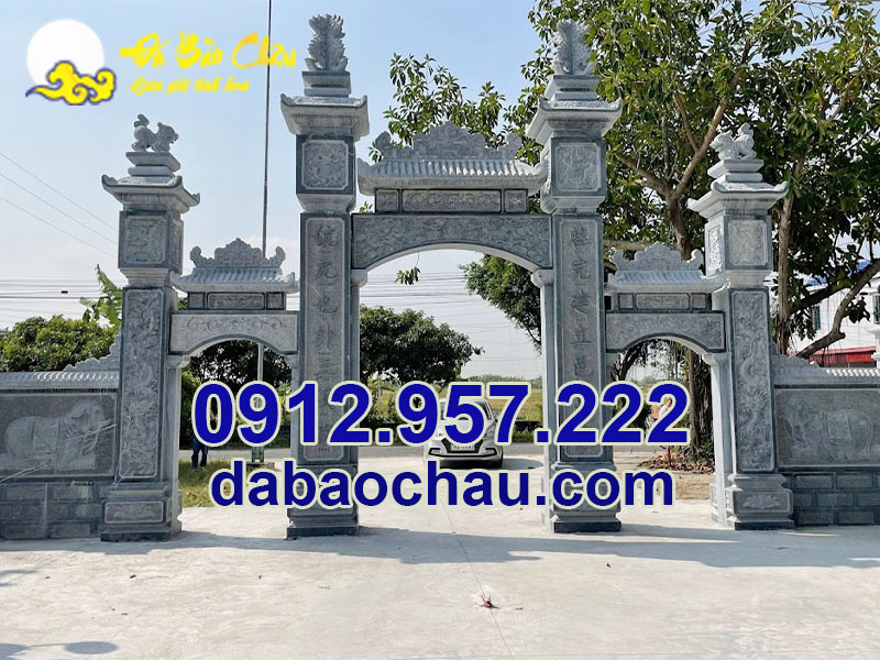 Mẫu cổng tam quan đình làng tại Long An Tiền Giang Bến Tre chế tác bởi Đá Bảo Châu 
