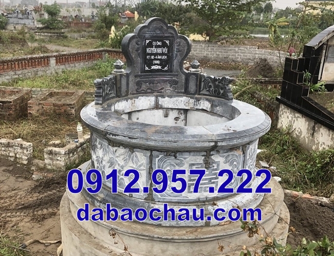 mẫu mộ tròn bằng đá tại Bình Phước